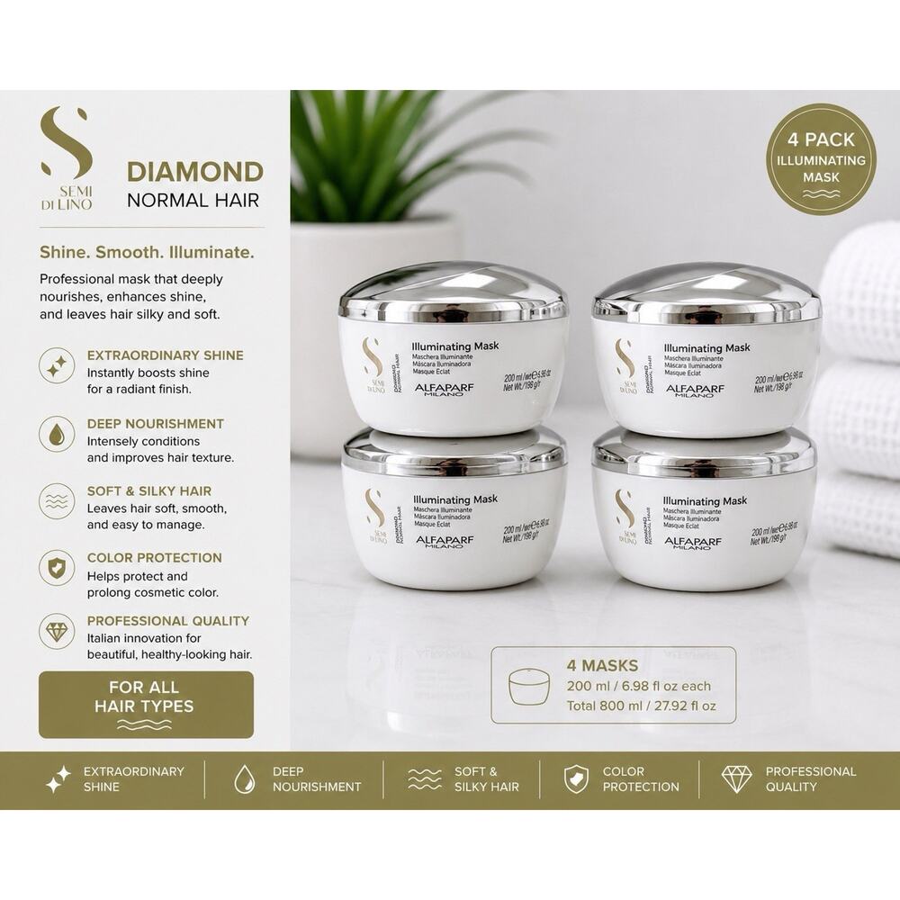 Alfaparf Semi Di Lino Diamond Illuminating Mask 4 Pack